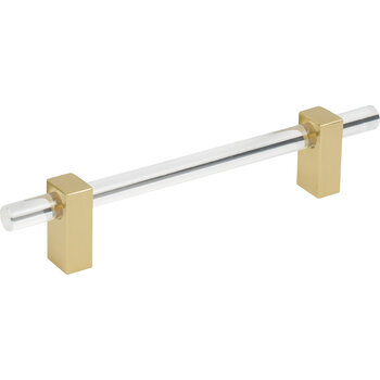 Jeffrey Alexander Spencer Collection Cabinet Bar Pull in Brushed Gold, 7-3/8'' W x 1-7/16'' D, Center to Center: 128mm (5-1/16'')