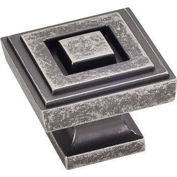 Jeffrey Alexander Delmar Collection 1-1/4'' W Large Square Cabinet Knob in Distressed Pewter