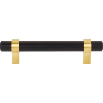 Jeffrey Alexander Key Grande Collection 5-3/8'' W Cabinet Bar Pull in Matte Black with Brushed Gold, 96mm (3-3/4'') Center-to-Center, Product View
