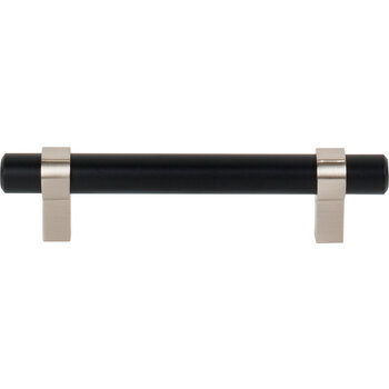 Jeffrey Alexander Key Grande Collection 5-3/8'' W Cabinet Bar Pull in Matte Black with Satin Nickel, 96mm (3-3/4'') Center-to-Center, Product View