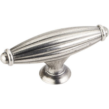 Jeffrey Alexander Glenmore Collection 2-5/8'' W Small Ribbed Cabinet T-Knob in Distressed Pewter