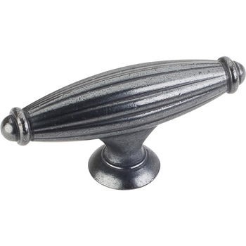 Jeffrey Alexander Glenmore Collection 2-5/8'' W Small Ribbed Cabinet T-Knob in Gun Metal
