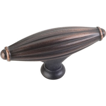 Jeffrey Alexander Glenmore Collection 2-15/16'' W Large Ribbed Cabinet T-Knob in Brushed Oil Rubbed Bronze