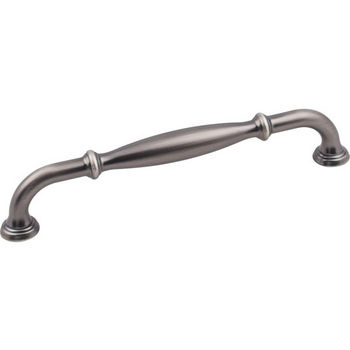 Jeffrey Alexander Tiffany Collection 7-1/16" W Decorative Cabinet Pull, 160mm (6-1/4") Center-to-Center in Brushed Pewter