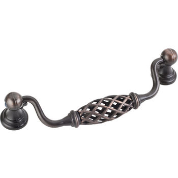 Jeffrey Alexander Tuscany Collection 5-15/16'' W Birdcage Cabinet Bail Pull with Backplates in Brushed Oil Rubbed Bronze