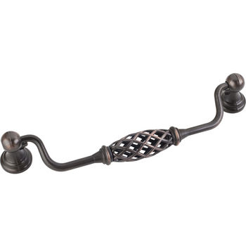 Jeffrey Alexander Tuscany Collection 7-3/16'' W Birdcage Cabinet Bail Pull with Backplates in Brushed Oil Rubbed Bronze