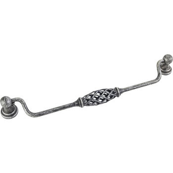 Jeffrey Alexander Tuscany Collection 9-3/4'' W Birdcage Cabinet Bail Pull with Backplates in Distressed Antique Silver