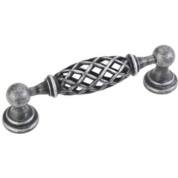 Jeffrey Alexander Tuscany Collection 4-11/16'' W Birdcage Cabinet Pull in Distressed Antique Silver