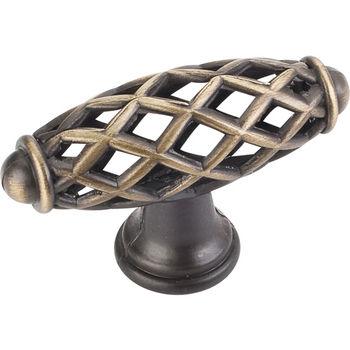 Jeffrey Alexander Tuscany Collection 2-5/16'' W Birdcage Cabinet T-Knob in Antique Brushed Satin Brass