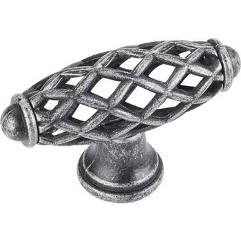 Jeffrey Alexander Tuscany Collection 2-5/16'' W Birdcage Cabinet T-Knob in Distressed Antique Silver