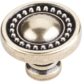 Jeffrey Alexander Prestige Collection 1-3/8" Diameter Beaded Round Cabinet Knob in Distressed Antique Brass