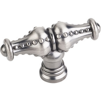 Jeffrey Alexander Prestige Collection 2-1/4'' W Beaded Cabinet T-Knob in Brushed Pewter