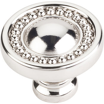 Jeffrey Alexander Prestige Collection 1-3/8" Diameter Beaded Round Cabinet Knob in Polished Nickel