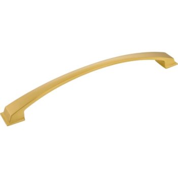 Jeffrey Alexanders Roman Collection 13-5/8" W Decorative Appliance Pull, 12" Center to Center, Brushed Gold, 13-5/8" W x 1-7/8" D x 1-7/8" H