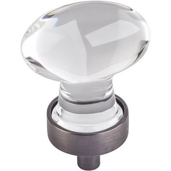 Jeffrey Alexander Harlow Collection 1-1/4" Diameter Small Glass Oval Football Decorative Cabinet Knob in Brushed Pewter