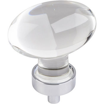 Jeffrey Alexander Harlow Collection 1-5/8" Diameter Large Glass Oval Football Decorative Cabinet Knob in Polished Chrome