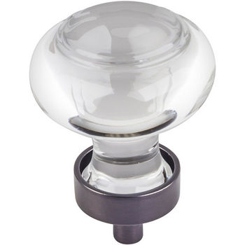 Jeffrey Alexander Harlow Collection 1-7/16" Diameter Small Glass Button Decorative Cabinet Knob in Brushed Oil Rubbed Bronze