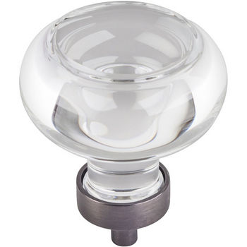 Jeffrey Alexander Harlow Collection 1-3/4" Diameter Large Glass Button Decorative Cabinet Knob in Brushed Pewter