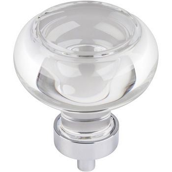 Jeffrey Alexander Harlow Collection 1-3/4" Diameter Large Glass Button Decorative Cabinet Knob in Polished Chrome