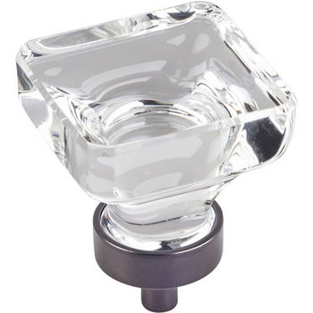 Jeffrey Alexander Harlow Collection 1-3/8" W Large Glass Square Decorative Cabinet Knob in Brushed Oil Rubbed Bronze
