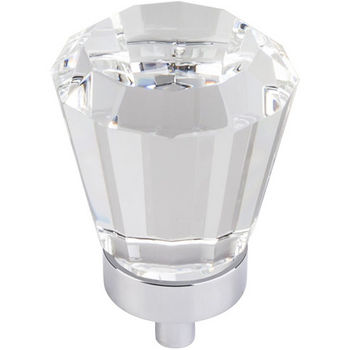 Jeffrey Alexander Harlow Collection 1-1/4" Diameter Large Glass Tapered Decorative Cabinet Knob in Polished Chrome
