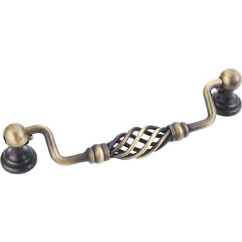 Jeffrey Alexander Zurich Collection 5-15/16'' W Twisted Iron Cabinet Bail Pull in Antique Brushed Satin Brass