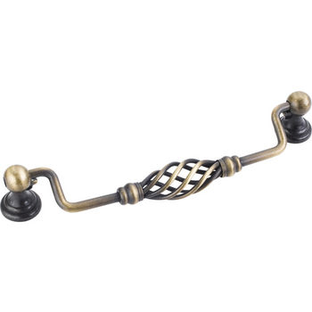 Jeffrey Alexander Zurich Collection 7-3/16'' W Twisted Iron Cabinet Bail Pull in Antique Brushed Satin Brass