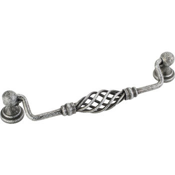 Jeffrey Alexander Zurich Collection 7-3/16'' W Twisted Iron Cabinet Bail Pull in Distressed Antique Silver