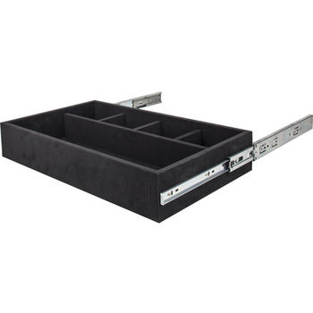Jewelry Organizer Drawer Kit with 5 Compartments, Black Felt, Includes Dura-Close soft-close slides, 23-7/8"W x 14"D x 4"H