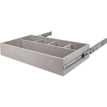 Jewelry Organizer Drawer Kit with 5 Compartments, Grey Felt, Includes Dura-Close soft-close slides, 23-7/8"W x 14"D x 4"H