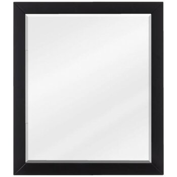 Jeffrey Alexander Cade Beveled Glass Mirror in Black Finish, 24" W x 1" D x 28" H
