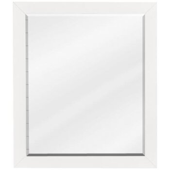 Jeffrey Alexander Cade Beveled Glass Mirror in White Finish, 24" W x 1" D x 28" H