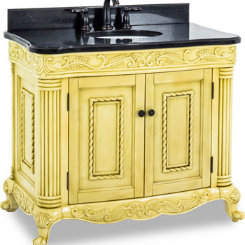 Jeffrey Alexander Antique White Ornate Bathroom Vanity With Black