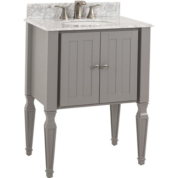 Jensen Bath Elements Bathroom Vanity With White Marble Top