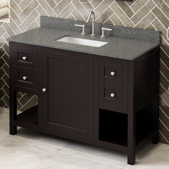 Jeffrey Alexander 48'' W Espresso Astoria Single Vanity Cabinet Base with Boulder Cultured Marble Vanity Top and Undermount Rectangle Bowl