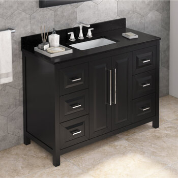 48" Black Cade Vanity, Black Granite Vanity Top with Undermount Rectangle Sink