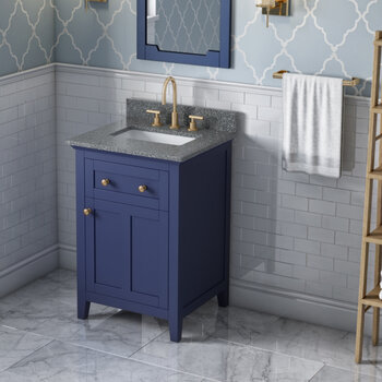 Jeffrey Alexander 24'' W Hale Blue Chatham Single Vanity Cabinet Base with Boulder Cultured Marble Vanity Top and Undermount Rectangle Bowl