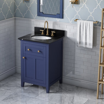 24" Hale Blue Chatham Vanity, Calacatta Black Quartz Vanity Top with Undermount Oval Sink