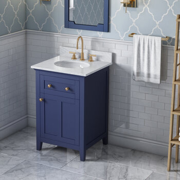 24" Hale Blue Chatham Vanity, White Carrara Marble Vanity Top with Undermount Oval Sink