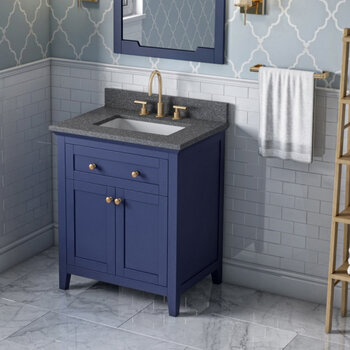 Jeffrey Alexander 30'' W Hale Blue Chatham Single Vanity Cabinet Base with Boulder Cultured Marble Vanity Top and Undermount Rectangle Bowl