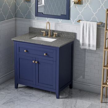 Jeffrey Alexander 36'' W Hale Blue Chatham Single Vanity Cabinet Base with Boulder Cultured Marble Vanity Top and Undermount Rectangle Bowl