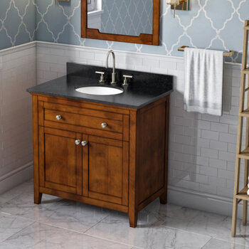 36" Chocolate Chatham Vanity, Black Granite Vanity Top with Undermount Oval Sink
