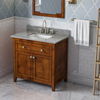 36" Chocolate Chatham Vanity, Steel Grey Cultured Marble Vanity Top with Undermount Rectangle Sink