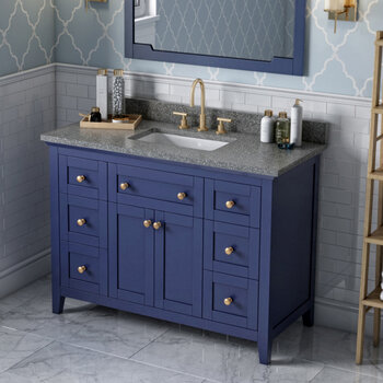 Jeffrey Alexander 48'' W Hale Blue Chatham Single Vanity Cabinet Base with Boulder Cultured Marble Vanity Top and Undermount Rectangle Bowl