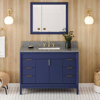 Jeffrey Alexander Theodora 48'' Hale Blue Single Bowl Vanity with Boulder Cultured Marble Vanity Top and Undermount Rectangle Bowl