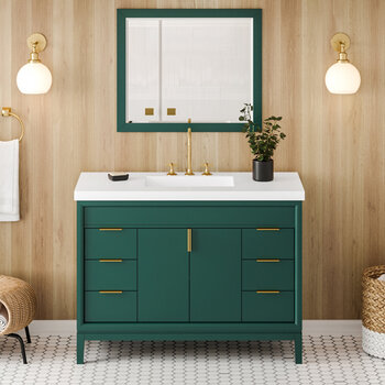 Jeffrey Alexander Theodora 48'' Forest Green Single Bowl Vanity with Lavante Cultured Marble Vessel Vanity Top and Integrated Rectangle Bowl