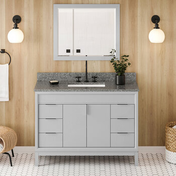 Jeffrey Alexander Theodora 48'' Grey Single Bowl Vanity with Boulder Cultured Marble Vanity Top and Undermount Rectangle Bowl