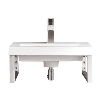 James Martin Furniture Boston (2) 15-1/4'' D Wall Brackets in Brushed Nickel with 20'' W White Glossy Composite Countertop