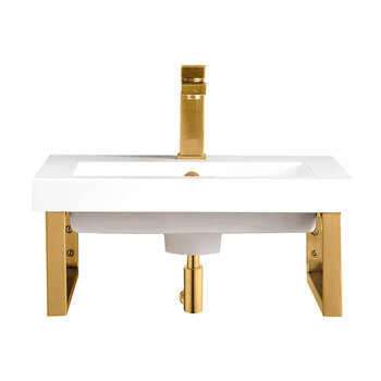 James Martin Furniture Boston (2) 15-1/4'' D Wall Brackets in Radiant Gold with 20'' W White Glossy Composite Countertop