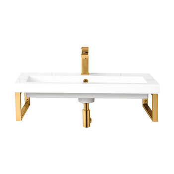 James Martin Furniture Boston (2) 15-1/4'' D Wall Brackets in Radiant Gold with 31-1/2'' W White Glossy Composite Countertop